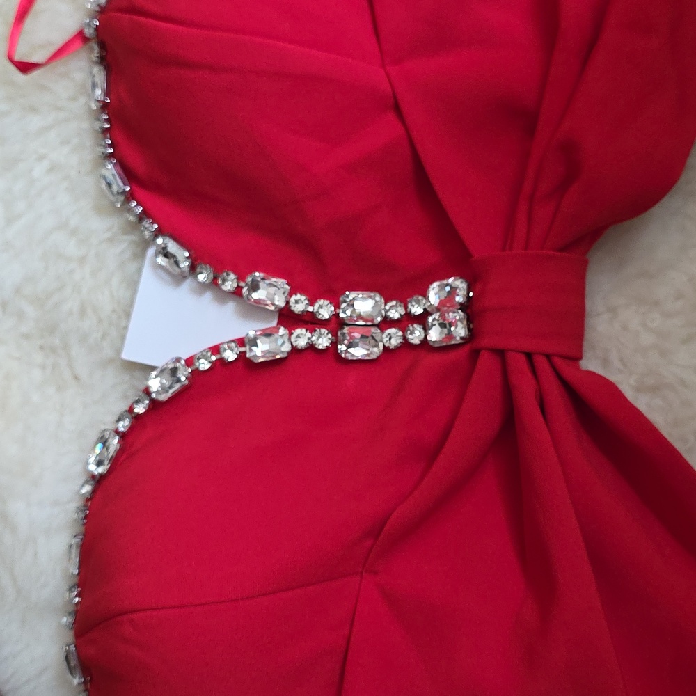 Blithe LA Red Strapless Top with Rhinestone Detail - Picture 9 of 9
